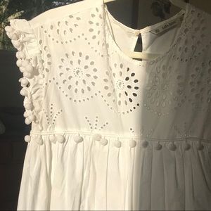 Zara basic white eyelet dress